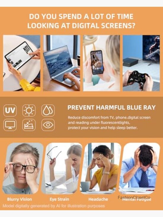 5 Pair Oval Reading Glasses with Spring Hinges Blue Light Blocking main image 7